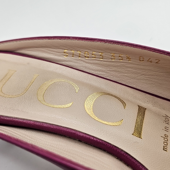 Gucci Zumi leather mules slides kitten heel shoes fuschia 35.5 size 5 - Picture 12 of 12